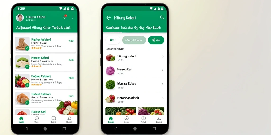 Antarmuka aplikasi Hitung Kalori 8055 yang user-friendly dan informatif.
