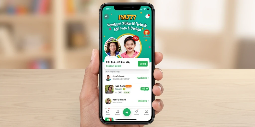 Antarmuka IYA777 untuk pembuatan stiker WhatsApp yang user-friendly.