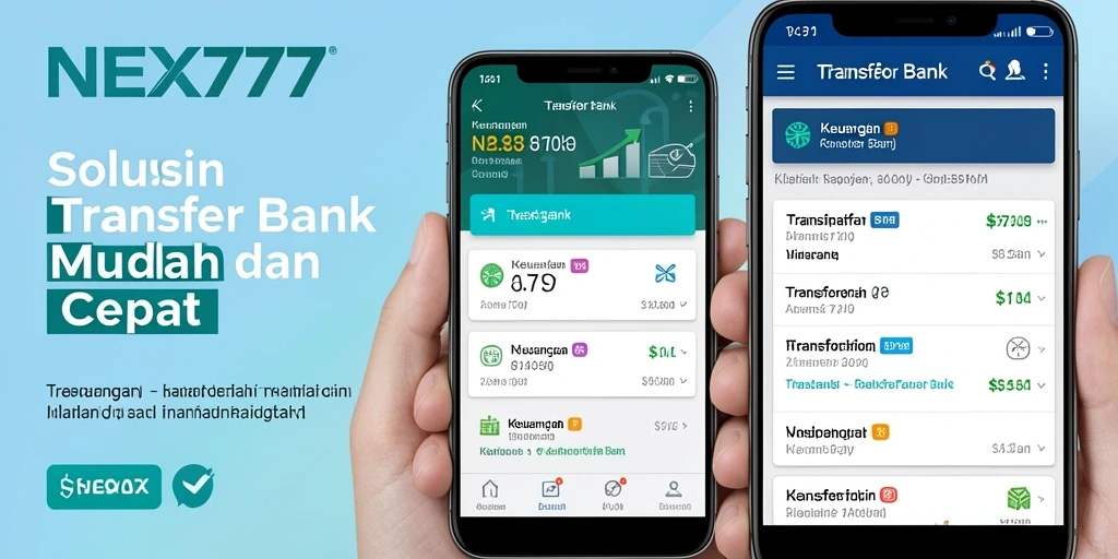 Antarmuka aplikasi NEX777 untuk transfer bank yang cepat dan aman.