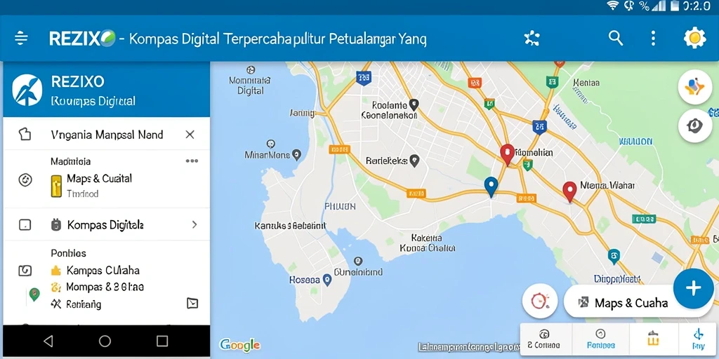 Antarmuka kompas digital REZIXO yang mudah digunakan.