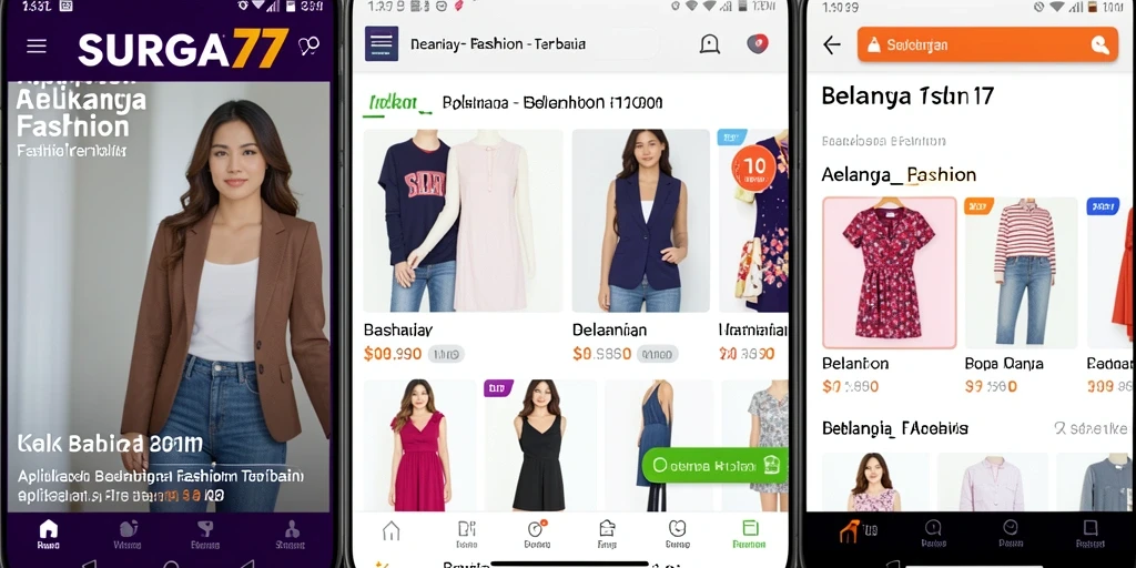 Antarmuka SURGA77 dengan berbagai pilihan fashion menarik.